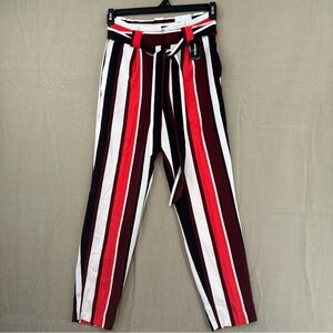 Express Striped Pants and blouse - Red, Black, White